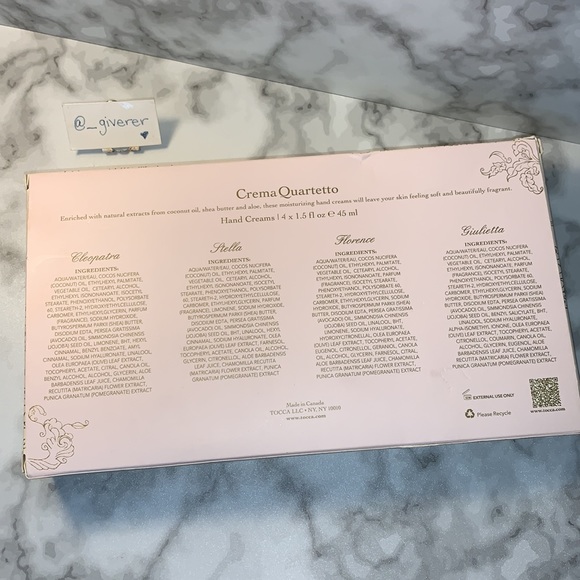 Tocca Crema Quartetto Hand Cream Set Cleopatra Stella Florence Giulietta - Picture 3 of 6